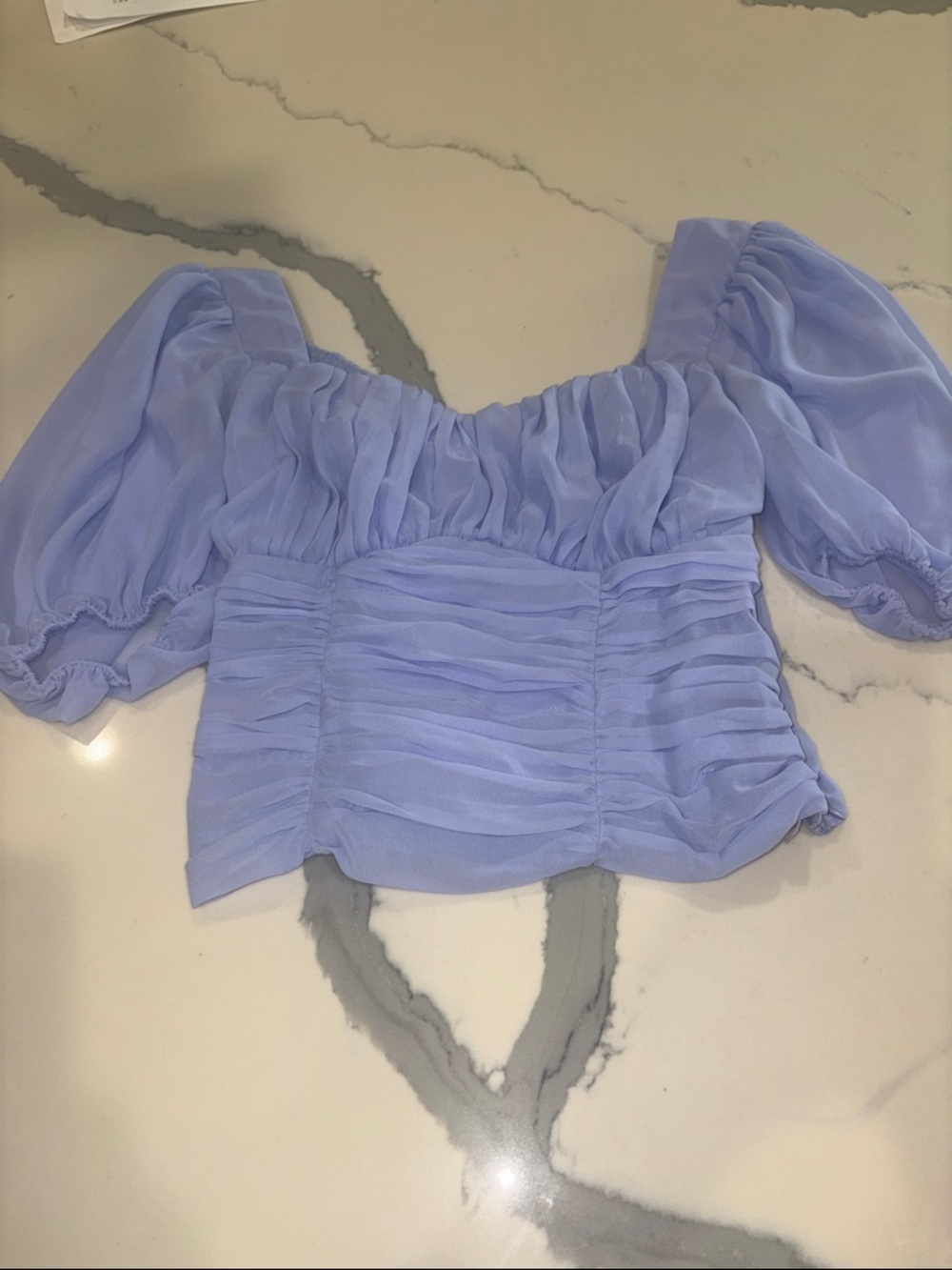 Abercrombie & Fitch Lavender Ruched Puff Sleeve Blouse - Women